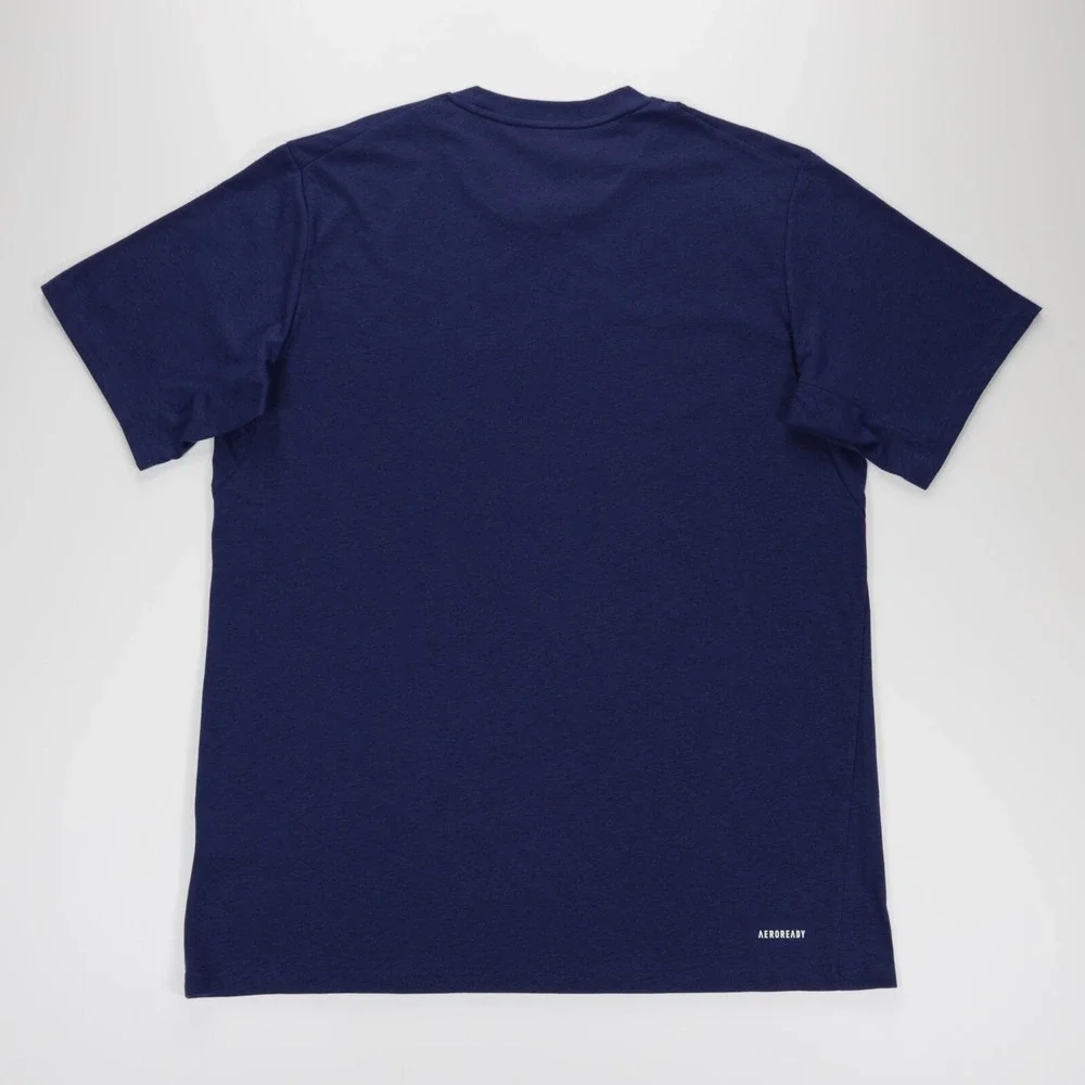 Adidas Men's Crew Neck Short Sleeve Feel Ready Training Tee Dark‎ Blue Size L - Picture 4 of 8